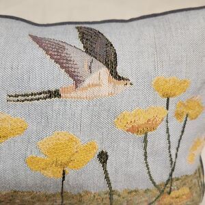 IOSIS Paris Bird in a Field of Flowers Lumbar Rectangle Throw Pillow